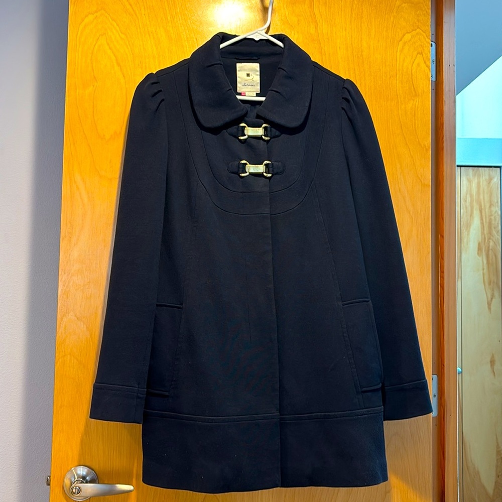 Anthropologie Navy Blue Peacoat